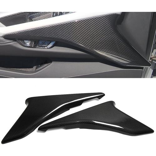 2pcs Side Door Panel Cover for C8 Corvette Stingray Z06 E-Ray HTC 2020 2021 2022 2023 2024, Genuine Carbon Fiber Door Armrest Overlay Trim