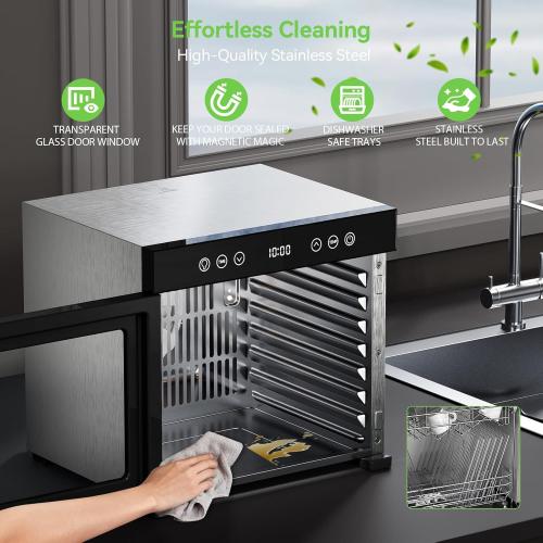 Food Dehydrator with Adjustable Timer & Temperature, 8 Stainless Steel Trays, 650W Powerful Machine, Quiet Operation Dehydrator for Jerky, Fruits, Herbs, Dog Treats