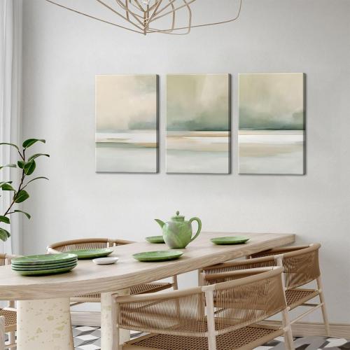 3Pcs Sage Green Canvas Wall Art Modern Neutral Abstract Wall Decor Pictures Minimalist Green Tan Posters Prints for Living Room Bedroom Home Decoration, 16x24in