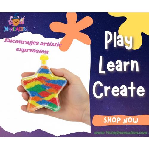 MAGICACORN Glow Sand Art Kit – DIY Craft for Kids Ages 5-12, Fun Creative Gift (Star Bottle)