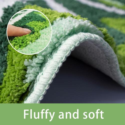 Leaf Kids Rug Green Bathroom Runner Rug Small Cute Bath Mat Nursery Boho Area Rug Non Slip Long Carpet for Bedroom Children Room Kitchen Monstera Plant Home Decor 20x47 inch