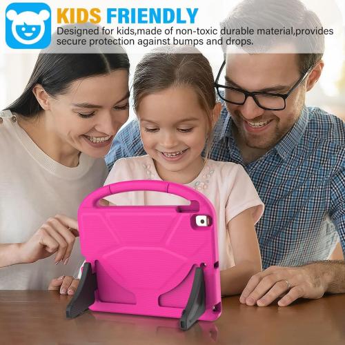 SUPLIK Kids Case for iPad 9th/8th/7th Generation - iPad 10.2 inch 2021/2020/2019 Case with Built-in Screen Protector, Durable Shockproof Handle Stand Kids Cover for Apple iPad 7/8/9 Gen, Pink