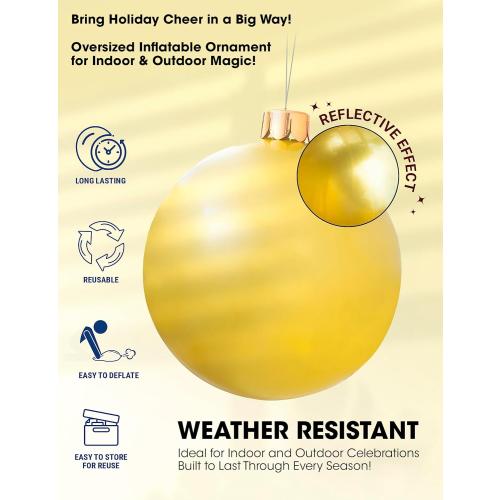 Inflatable Oversized Ornaments Jumbo Christmas Balls 15 18 25 or 30 inches Holiday Decorations Indoor Outdoor