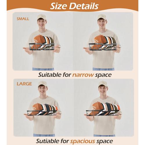 KEETDY Metal Hat Racks for Baseball Caps Wall Hat Organizer Fit 48 Caps Holder, 2 Packs Sturdy Wall Mounted Hat Storage Organizer, Black, Patent: US D1,041,201 S