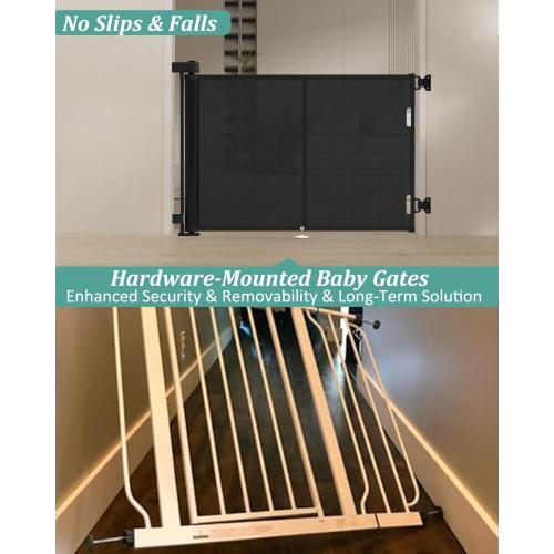 Miumoon 50 inch Retractable Baby Gates 34 inch Tall, Retractable Gate with Reinforced Strip Design to Prevent Crawling Through, Retractable Dog Gate for Stairs, Doorways, Hallways