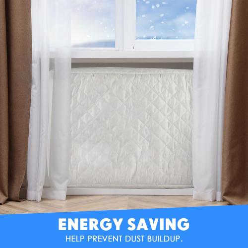 2 Pcs Window Air Conditioner Cover Indoor Outdoor Adjustable Waterproof Window Ac Cover Outdoor with Drawstring for Winter(White & Black,Inside 17 x 14 x 3.5 in, Outside 17 x 12 x 13 in)