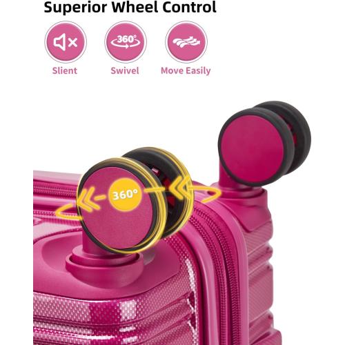 Carry On Luggage 22x14x9 Airline Approved, 20 Inch Expandable PC ABS Hardside Suitcase Carry On Luggage with Spinner Wheels for Women Men (Very Berry)