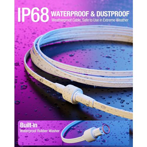 16Ft Extension Cable for Govee Permanent Outdoor Lights 2/Pro, Deck Lights, IP68 Waterproof Extension Cord Compatible with Govee H705D H705E H705F, H706A H706B H706C, H7067 H7068 H7069