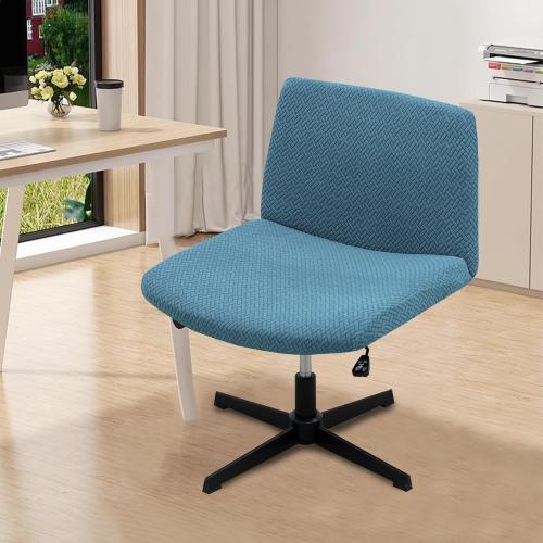 MIFXIN Armless Office Chair Cover Stretch Soft Wide Seat Mid Back Accent Chair Swivel Computer Vanity Chair Slipcover Furniture Protector Without Arms, Only Covers, NO Chair (Blue)