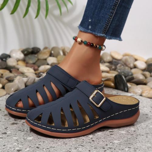 Goldnut Women`'s Mules Clogs With Arch Support Closed Toe Platform Navy Blue  (See the picture for the side)