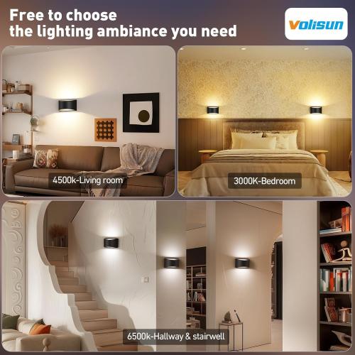 VOLISUN No Hardwired Wall Sconce, Modern Wall Sconce Battery Operated with Remote, 3000K-6500K Dimmable LED Wall Lamp, Wireless Wall Light for Bedroom, Living Room, Hallway, Corridor(1 Pack)