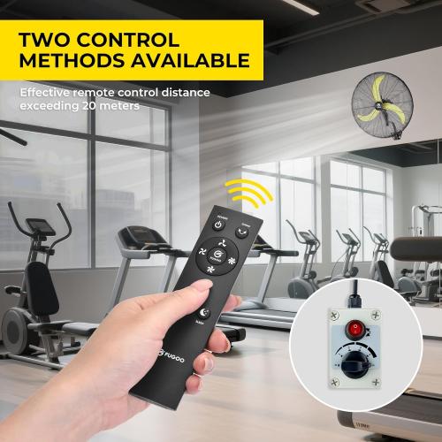 Black 24 FUGOO 24 Quiet Outdoor Oscillating Wall Mount Fan With Remote Control,All Sealed BLDC Motor,4-Speed Waterproof Outdoor Fan, Heavy Duty Industrial Wall Fans for House,Patios,Garage,Warehouse 5000CFM