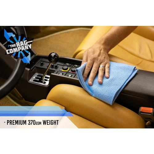 The Rag Company - Standard Waffle Weave Microfiber Towels (2-Pack) Detailing, Window, Glass and Drying, Wax & Polish, Lint-Free, Streak-Free, 370gsm, 16in x 24in, Royal Blue