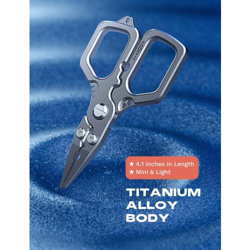 HOOK-EZE Titanium Fishing Pliers, 4.1 Saltwater Resistant Fishing Scissors,Tungsten Cutters, Knot Tying Tool with Lanyard, Split Ring Hook Remover, Gifts for Men