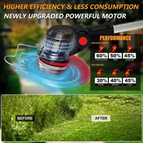 21V Electric Weed Wacker Cordless Weed Eater Battery Powered String Trimmer Battery Operated,3 in 1 Grass Trimmer/Brush Cutter/Lawn Edger, Metal Blades,Wheels, Stringless Weed Trimmer for Garden Yard