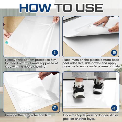 Nuanchu Adhesive Mat Pad Include 1 Sticky Non Slip Base Pad 2 Tacky Dust Mats Construction of 30 Sheets (60 Sheets Total) for Clean Room Science Lab Matting Laboratory Hospital(White,24x36 Inches)