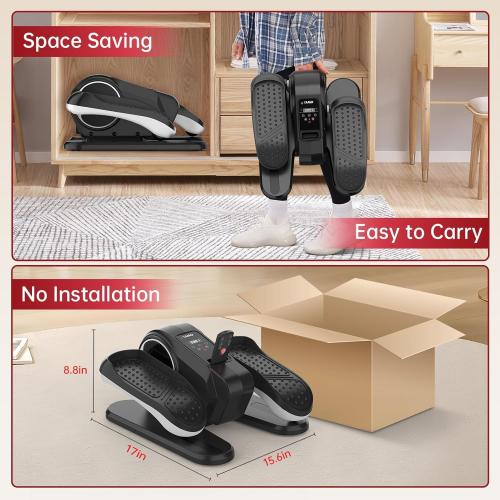 Dark Grey YAMO Under Desk Elliptical Machine Seated Ellipse Leg Exerciser for Seniors Fully Assembled Quiet Portable Elliptical Pedal Exerciser with Remote Control 12 Adjustable Speed Levels