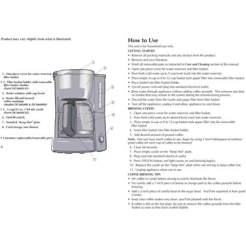 BLACK DECKER 5-Cup Coffeemaker, Black, DCM600B