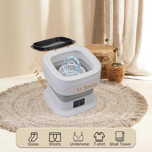18L Portable Washing Machine, Foldable Mini Washer with 3 Modes, Small Laundry Washer for Clothes, Underwear, Apartments and Travel (Gray)