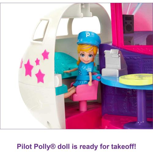 Polly Pocket Travel Toy Playset with 3-inch Doll & Accessories, Transforming Fabulous Flying Jet Airplane Toy