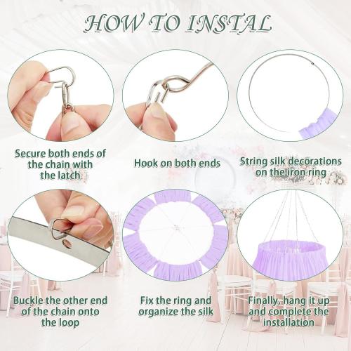 24 Inch Silver Ceiling Drapes Hanging Kit for 6 Panels, Metal Canopy Hoop Hardware Set for Wedding Ceiling Draping Fabric, Indoor & Outdoor Decoration (24 inch)