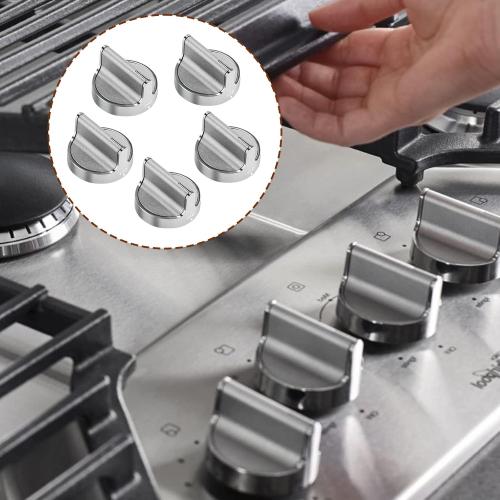 Silver 5 Pack TOMOON 2025 Upgraded W10766544 Gas Stove Knobs Replacements for Whirl.Pool Range Oven WFG540H0ES0 10430807 W10676228 4248219 AP5958476 PS10067059 EAP10067059-Stainless Steel Oven Knobs-5 Pack