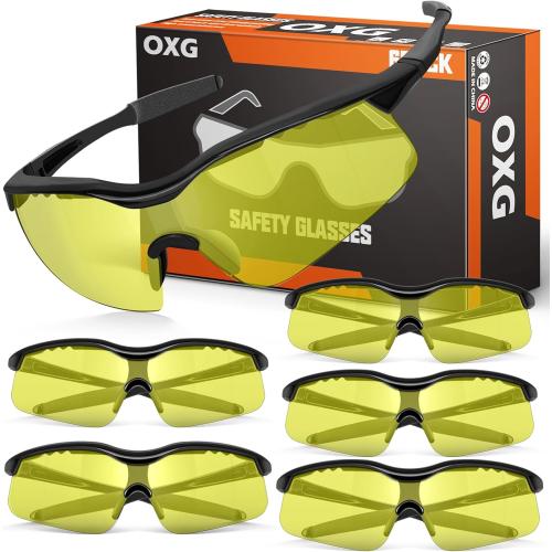 OXG 6 Pack Tinted Safety Glasses for Men Women, Safety Goggles ANSI Z87.1 Protective Eyewear Scratch Resistant Eye Protection