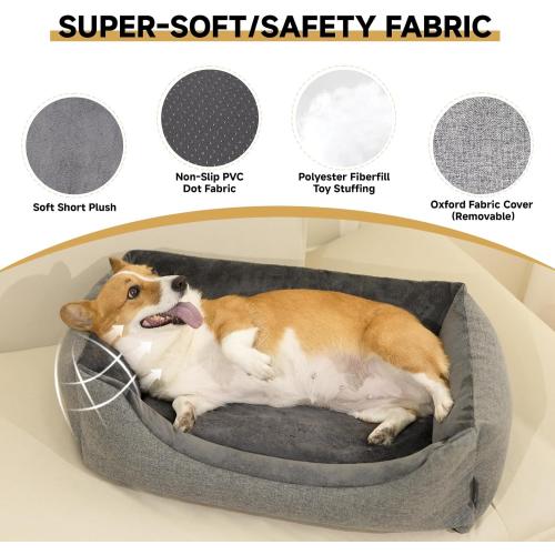 Heated Dog Bed with Auto Sensing Heated pad, 3-Temperature Settings & Chew-Resistant Cord - 33x25 Inch Luxury Sofa-Style Heated Pad for Large Dogs
