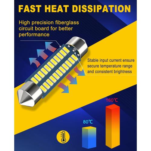 Serundo Auto 578 Led Bulb 211-2 41mm 42mm 1.65in for Car Map Light Dome Light, 6000k White Super Bright Interior Led Festoon Bulb,Pack of 4pcs