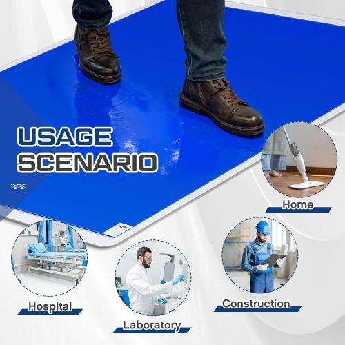 Nuanchu Adhesive Mat Pad Include 1 Sticky Non Slip Base Pad 2 Tacky Dust Mats Construction of 30 Sheets (60 Sheets Total) for Clean Room Science Lab Matting Laboratory Hospital(Blue,24x36 Inches)