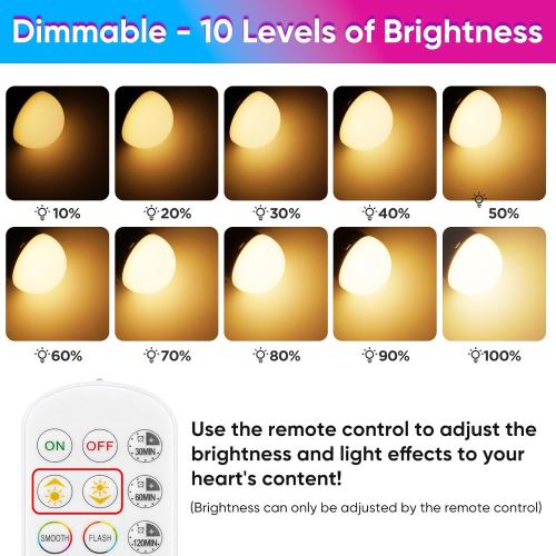 Rechargeable Battery Operated A19 Light Bulb with Remote Control 4 Packs, Dimmable Detachable LED Bulb with 15 Colors Selectable & 3 Timer, Wireless Puck Light Bulb for Wall Sconce, Non-Hardwired