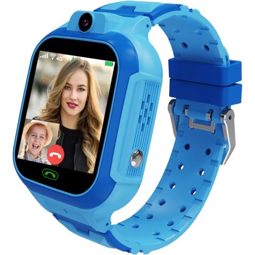 4G Kids Smart Watch GPS Tracker - Smartwatch with Two Way Call Video Calling Voice Chat SOS Class Mode Stopwatch Pedometer Games Wi-Fi Touch Screen Alarm Clock Smartwatches for Boys Girl (Blue)