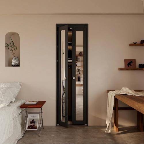 Pivot-French Or Bi-Fold Mirrored Door Solid Manufactured Wood with Installation Hardware Kit(Closet-Pantry) (See the picture for the size)
