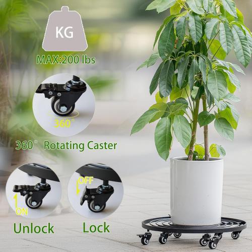 20 Heavy-Duty Plant Dolly with Wheels – Rolling Base for Indoor & Outdoor Use, Detachable Handle, 360° Swivel Wheels, Supports Up to 200 lbs – Ideal for Moving Large Pots & Trees
