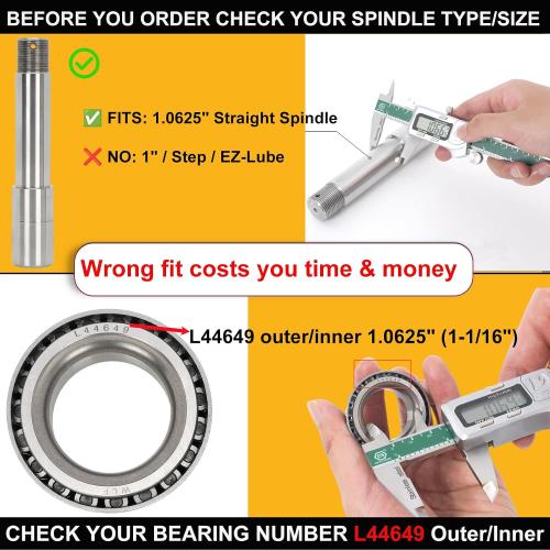 Redants 2 Pack 2000 lbs Trailer Hub Kit 5 on 4.5, 1-1/16 Straight Spindle ONLY, Pre-Greased Assembly with L44649 Bearings for Boat/Utility Trailer