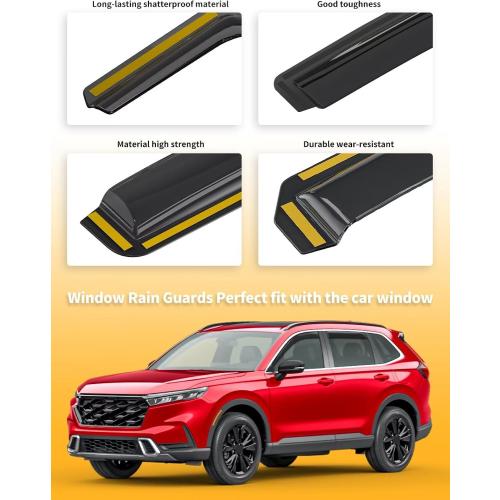 in-Channel Window Rain Guards Fit for Honda CR-V CRV 2023 2024 2025 2026 Extra Durable Window Visors Window Deflectors Vent Visors Vent Shades Car Accessories-4 pcs 2-Q03