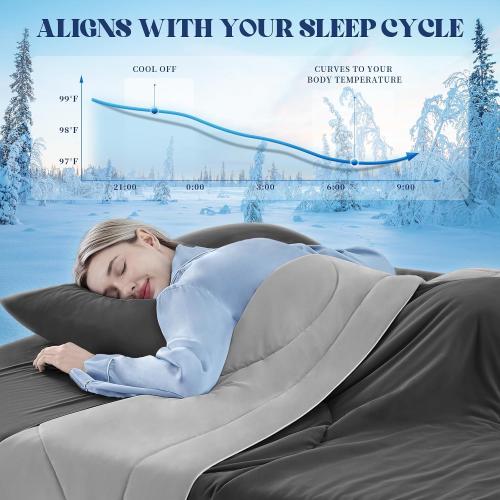 Cooling Comforter Queen Size for Hot Sleepers，80″x90″, Dark Grey