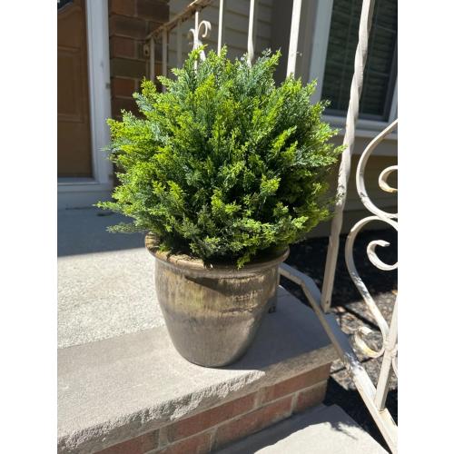 26.6'' Artificial Cypress Topiary, 2 Pack Lifelike Topiary Trees Artificial Outdoor with Spike,UV Resistant, Lasting Evergreen Bushes for Breathe Life & Lushness into Any Space (Cypress)