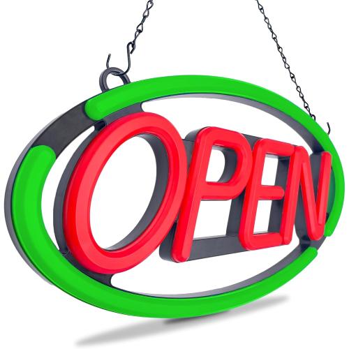 LED Open Sign,Bright Open Sign for Business Window with Remote Control,24x12 inch Large Size,Restaurant,Bar,Retail Shops,Window Storefronts,Salon,12V/2A Power Supply (Green-Red)