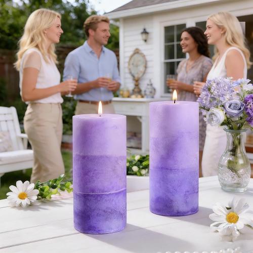 Lilac Scented Pillar Candles,2.8x6 Inch,70 Hour,3 Pack