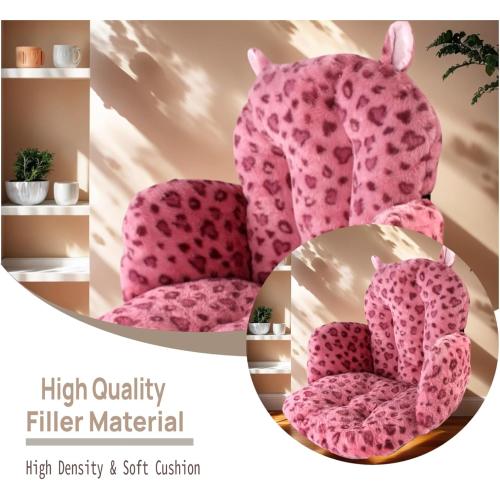 Comfy Office Chair Cushion: Cute Seat Cushion Kawaii Cushion for Gaming Chair with Backrest Non-Slip Floor Seating for Adults and Pets Pink Stuff for Room Decor