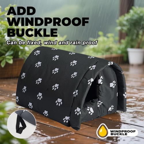 Cat Houses for Outdoor Cats, Thickened Outdoor Cat House Weatherproof, Foldable Stray Cat Shelter, Anti-Slip Kitten Cave for Feral Cat Dog Puppy (Black, L:21.7×16×14.5)