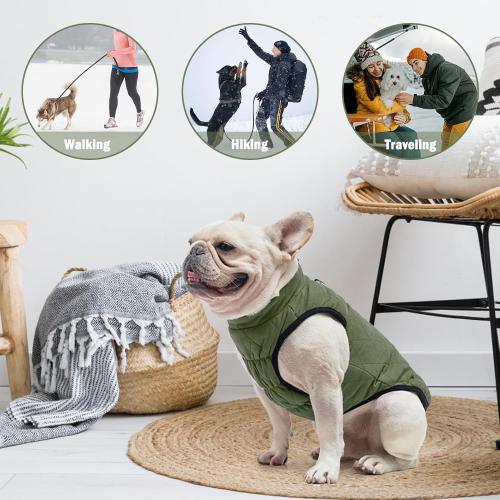 SCENEREAL Winter Dog Vest Coat with Harness Built in, Warm Dog Jacket for Small Medium Dogs, Cold Weather Coats with Zipper, Fleece Puffer Vest Windproof Snow Clothes for Puppy Pet