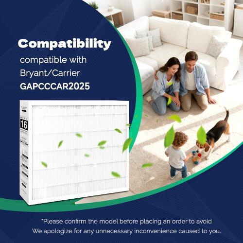 2-Pack GAPCCCAR2025 Replacement Air Filter MERV 16 Compatible With Bryant/Carrier Infinity 20 x 25 x 4Air Purifier (Actual Size: 20.48'' x 24.48'' x 3.54'')