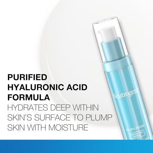 1oz Neutrogena Hydro Boost Hydrating Hyaluronic Acid Serum, Hydrating Face Moisturizer For Dry Skin, Oil-Free Non-Comedogenic Moisturizer, 1 FL OZ