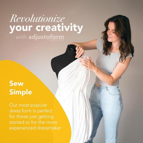 Sew Simple FG307 Adjustable Dress Form Black M-L (US Dress Size 10-16) 8 Part Female Sewing Mannequin   Pin Grip Hem Marker