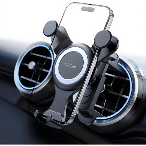 ICAILIN Car Phone Holder Mount for Round Air Vent, Universal Circular Vent Cell Phone Mount Compatible with Mercedes Benz A/B/C/E/S/GLC Class, Jeep Wrangler, Mini Cooper, Fits iPhone & Samsung
