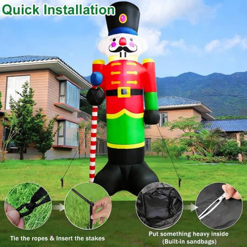 8FT Tall Christmas Inflatable Nutcracker Soldier, Christmas Inflatables Soldier Guard Blow up with Build-in LED Lights, Fan and Anchor Ropes, Outdoor, Party, Yard, Garden, Lawn Xmas Decoration