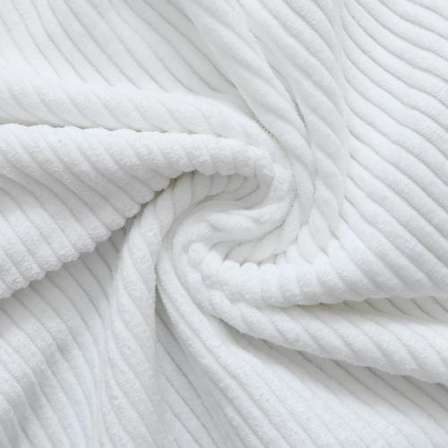 LIGICKY Set of 2 White Corduroy Throw Pillow Covers 18 x 18 inch Decorative Neutral Striped Textured Pattern Cushion Cover Soft Wide Edge Square Cushion Cases for Sofa Bedroom Couch Party Décor