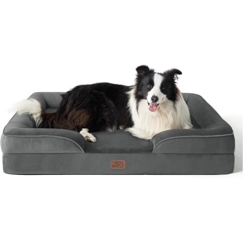 Bedsure Orthopedic Dog Beds Large Sized Dog - Washable Large Dog Cat Bed Waterproof, Comfort Dogs Couch Sofa with Washable Removable Cover, Pet Bed with Nonskid Bottom, Dark Grey, 35